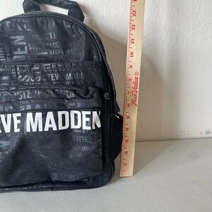 Steve Madden Black Logo Print Backpack